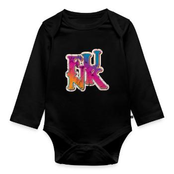 Funk retro - Organic Longsleeve Baby Bodysuit - black - Front