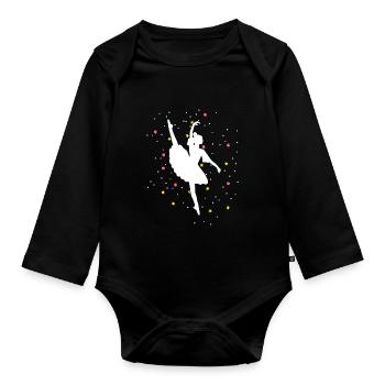 Ballerine danse cadeau avec étoiles - Body Bébé bio manches longues - noir - Devant