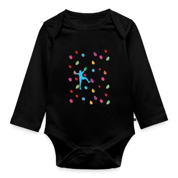 Mur d'escalade cadeau d'escalade de rocher d'escalade coloré - Body Bébé bio manches longues - noir - Devant