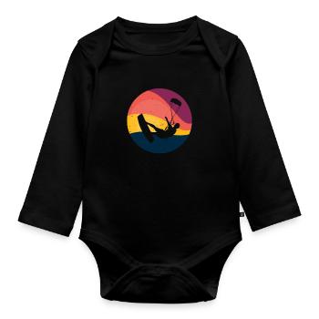 Kite Kiteboarding Kitesurfer Kiteboarding Gift - Body Bébé bio manches longues - noir - Devant