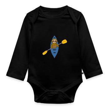 Kayak Sloth Kayaker Faultier - Baby Bio-Langarm-Body - Schwarz - Vorne