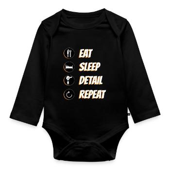Eat Sleep Detail Répéter Detailer Detailing - Body Bébé bio manches longues - noir - Devant