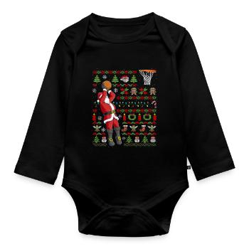 Ugly Christmas Weihnachtsmann Basketball Geschenk - Baby Bio-Langarm-Body - Schwarz - Vorne