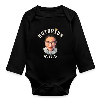Berüchtigte RBG Ruth Bader Ginsburg - Baby Bio-Langarm-Body - Schwarz - Vorne