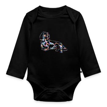 Dackel geometrische Hemden - Baby Bio-Langarm-Body - Schwarz - Vorne