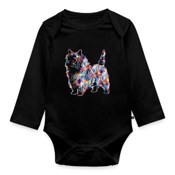 Chemises géométriques Cairn Terrier - Body Bébé bio manches longues - noir - Devant