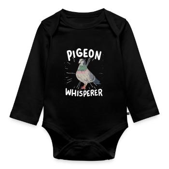 Pigeon Pigeon Whisperer - Organic Longsleeve Baby Bodysuit - black - Front