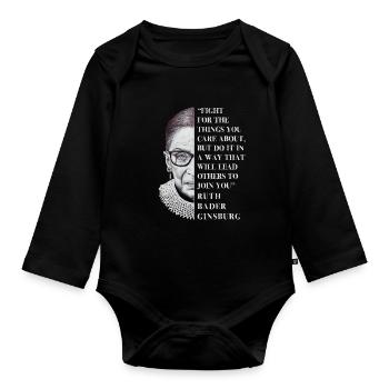 Luttez pour ce qui vous tient à cœur dans le célèbre RBG - Body Bébé bio manches longues - noir - Devant