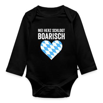 Boarisch Bayern Bayer Bayerisch Bairisch Bayrisch - Baby Bio-Langarm-Body - Schwarz - Vorne