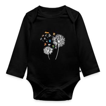 Dog Dandelion Dogs Flowers Gift Mistress - Organic Longsleeve Baby Bodysuit - black - Front