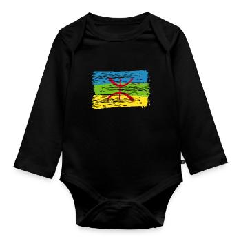 Amazigh Flagge - Baby Bio-Langarm-Body - Schwarz - Vorne