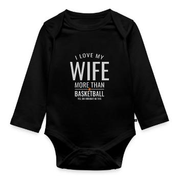 Cadeau d'anniversaire de mariage drôle de mari de basket- - Body Bébé bio manches longues - noir - Devant