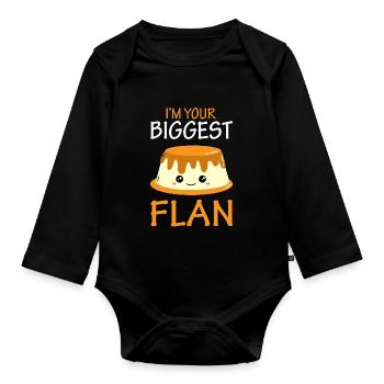 Je suis ton plus gros flan - gâteau au dessert - Body Bébé bio manches longues - noir - Devant