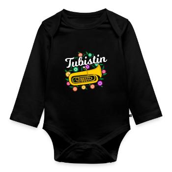 Tubistin Tuba Blumen Tubaspielerin - Baby Bio-Langarm-Body - Schwarz - Vorne