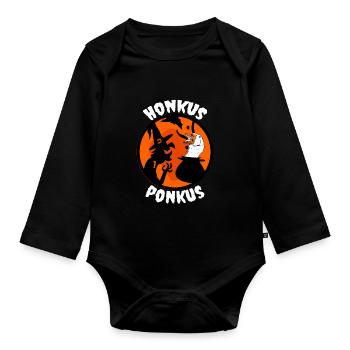 Honkus ponkus duck goose wand witch - Organic Longsleeve Baby Bodysuit - black - Front