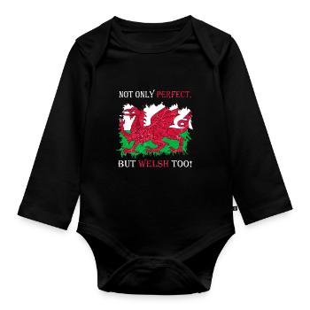Drapeau du Pays de Galles St Davids Day Cymraeg armoiries galloises - Body Bébé bio manches longues - noir - Devant