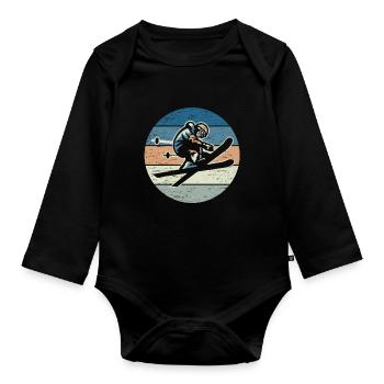 Ski Fahrer Vintage - Baby Bio-Langarm-Body - Schwarz - Vorne