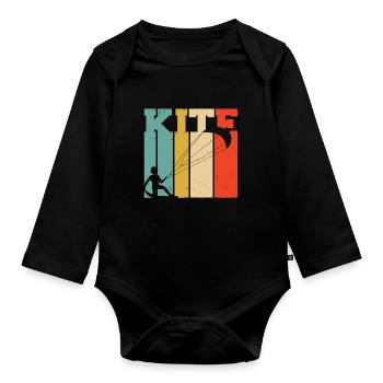 Kite kite kitesurf board kiter surf cadeau - Body Bébé bio manches longues - noir - Devant