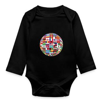 Drapeaux des pays nationaux hispaniques américains - Body Bébé bio manches longues - noir - Devant