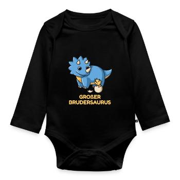 Großer Brudersaurus 2020 Bruder Dino Geschenk zur - Baby Bio-Langarm-Body - Schwarz - Vorne