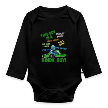 Cadeau pour garçons de karting - Piste de karting de karting - - Body Bébé bio manches longues - noir - Devant