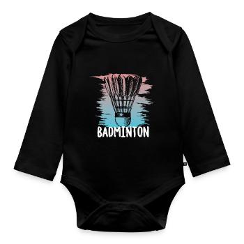 badminton idée cadeau cadeau volant sport - Body Bébé bio manches longues - noir - Devant