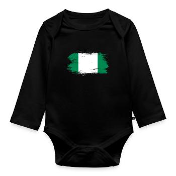 Nigeria Flagge - Baby Bio-Langarm-Body - Schwarz - Vorne