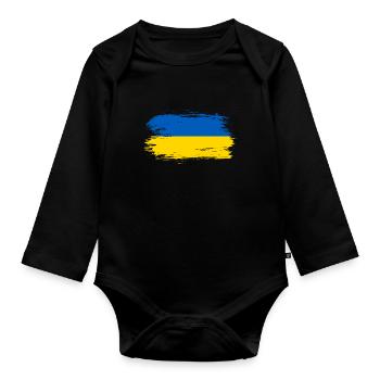 Drapeau de l’Ukraine - Body Bébé bio manches longues - noir - Devant