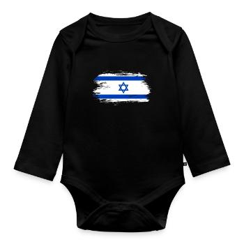 Israel Flagge - Baby Bio-Langarm-Body - Schwarz - Vorne