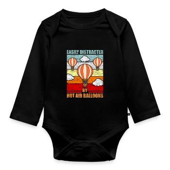Hot air balloon - Organic Longsleeve Baby Bodysuit - black - Front
