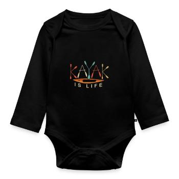 Le kayak est votre vie - Body Bébé bio manches longues - noir - Devant