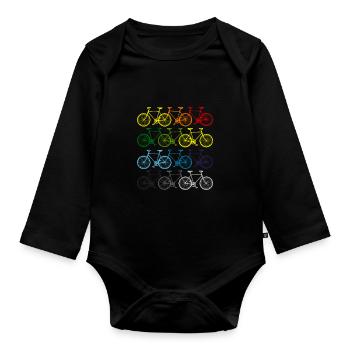 Vélo vélo vélo design cadeau pour les cyclistes - Body Bébé bio manches longues - noir - Devant