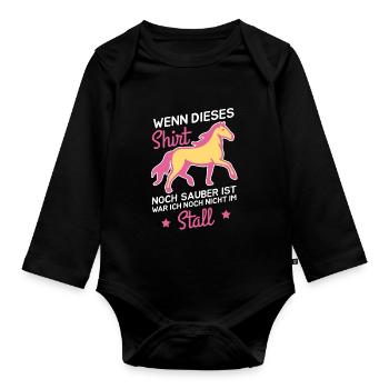 Wenn dieses noch sauber ist war nicht im Stall - Baby Bio-Langarm-Body - Schwarz - Vorne