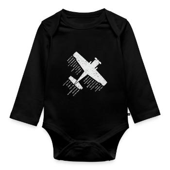 Flugzeug-Pilot Phonetisches Alphabet Geschenk - Baby Bio-Langarm-Body - Schwarz - Vorne