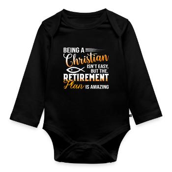Plan de retraite religieuse chrétienne - Body Bébé bio manches longues - noir - Devant