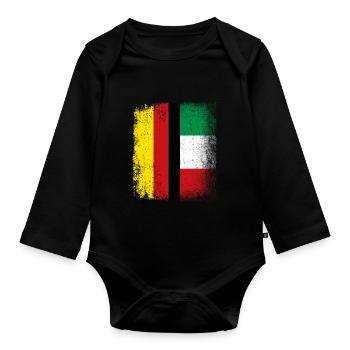 Idée cadeau Italie Allemagne - Body Bébé bio manches longues - noir - Devant