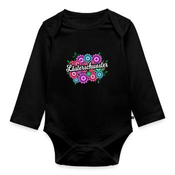Lästerschwester Lästern Gossip Bf Beste Freunde - Baby Bio-Langarm-Body - Schwarz - Vorne