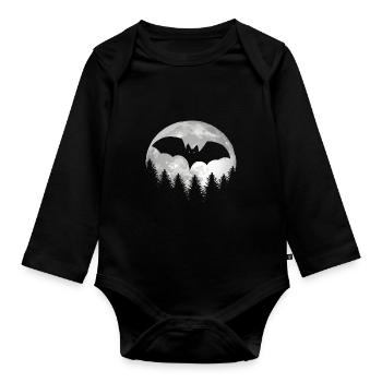 Chauve-souris drôle pleine lune Halloween - Body Bébé bio manches longues - noir - Devant