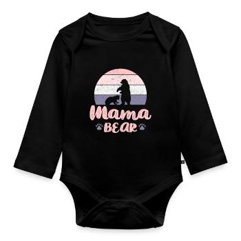 Mama Bear gift for mother mom bear - Organic Longsleeve Baby Bodysuit - black - Front