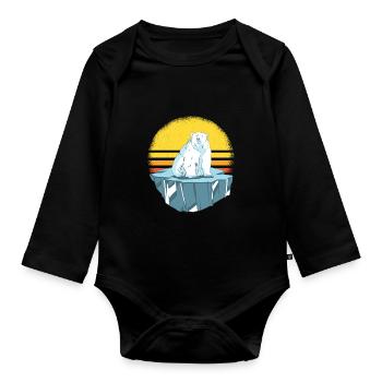 Polar bear on Polar bear gift idea - Organic Longsleeve Baby Bodysuit - black - Front