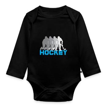 hockey feldhockey hockeyschläger sport eishockey - Baby Bio-Langarm-Body - Schwarz - Vorne