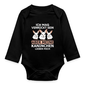 Hase Häschen Kaninchen Karnickel Lustige Sprüche - Baby Bio-Langarm-Body - Schwarz - Vorne