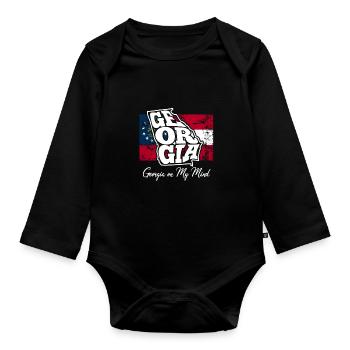 La Géorgie sur ma tête - slogan de GA - Body Bébé bio manches longues - noir - Devant