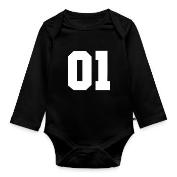 1 sport Nummer - Baby Bio-Langarm-Body - Schwarz - Vorne