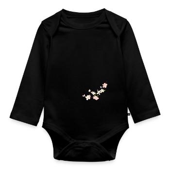 blumen - Baby Bio-Langarm-Body - Schwarz - Vorne