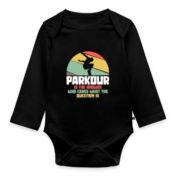 Parkour is the answer - parkour runners - Organic Longsleeve Baby Bodysuit - black - Front