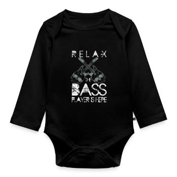 Bass guitar bass player EADG bassist bassist - Organic Longsleeve Baby Bodysuit - black - Front
