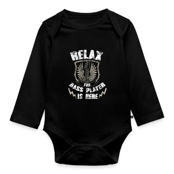 Bass guitar bass player EADG bassist bassist - Organic Longsleeve Baby Bodysuit - black - Front