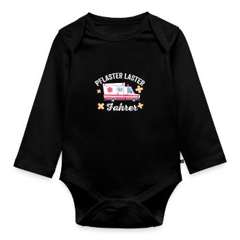 Ich Bin Pflasterlaster Fahrer Sanitöter Geschenk - Baby Bio-Langarm-Body - Schwarz - Vorne