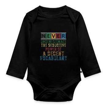 Never underestimate the power of vocabulary - Baby Bio-Langarm-Body - Schwarz - Vorne
